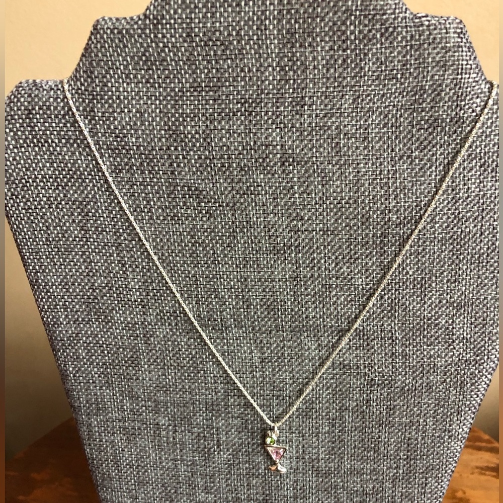 Sterling Silver Martini Glass Necklace - Picture 3 of 10